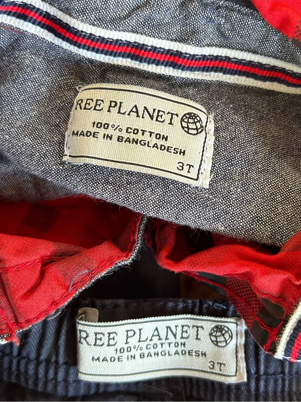5 for $25🔥Free Planet Plaid‎ Shirt & Navy Pants Matching Set Boys 3T